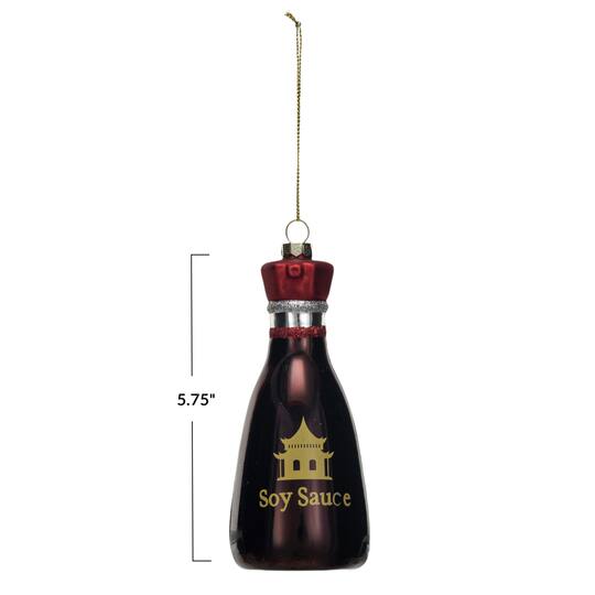 Hello Honey® 5.75" Hand-Painted Glass Soy Sauce Bottle Ornament with Glitter